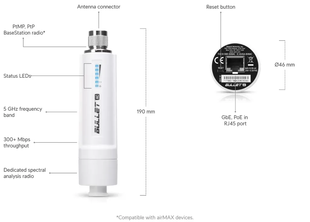airMAX Bullet AC Dual-Band Radio vista 6